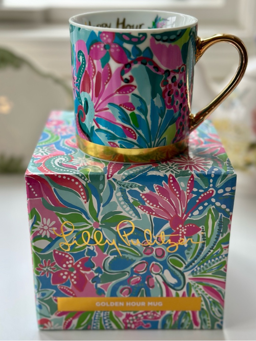 🆕 Lilly Pulitzer Golden Hour Floral Mug (New in Box)
